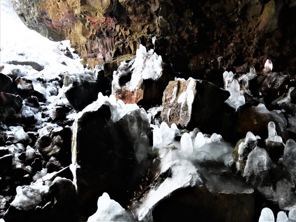 Some of the stunning ice formations near the entrance to the tunnel