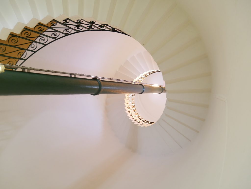 Looking up the stairway at the Lighthouse