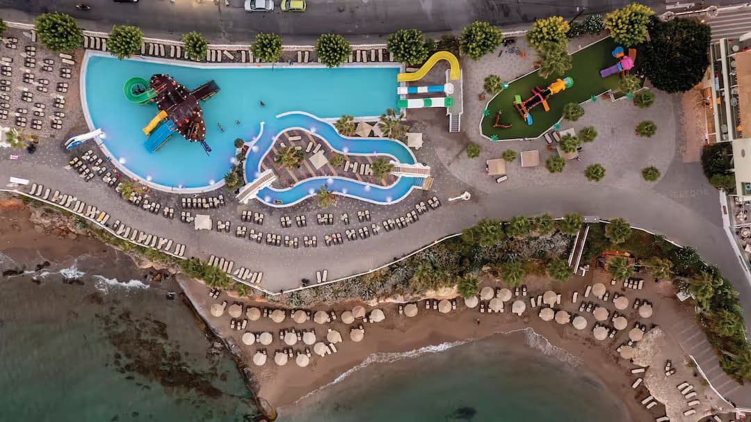 Star Beach Village and Waterpark Crete pool and beach view