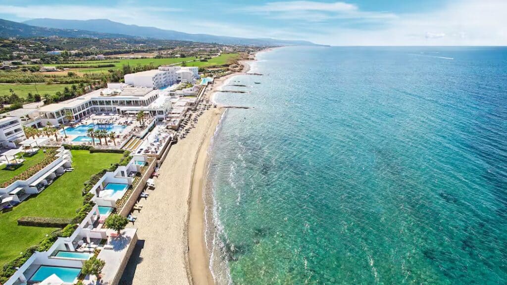 Grecotel beach and hotel view