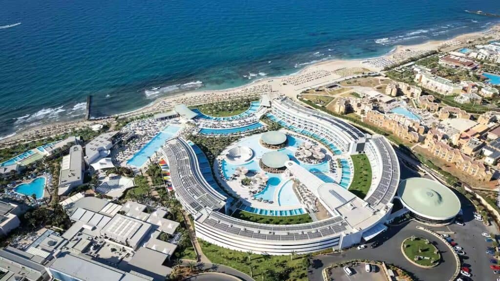 Lyttos Mare view of the pools and the hotel